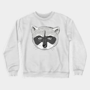Raccoon Head Front Drawing Crewneck Sweatshirt